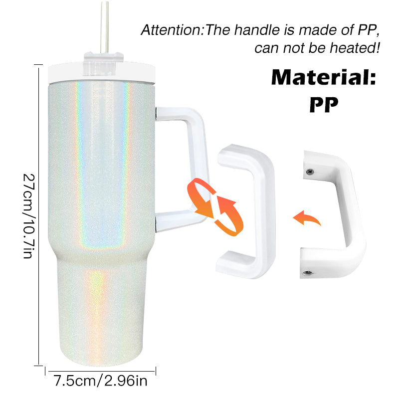 RTS USA Warehouse 40OZ shimmer/holographic sublimation blanks tumblers with handle