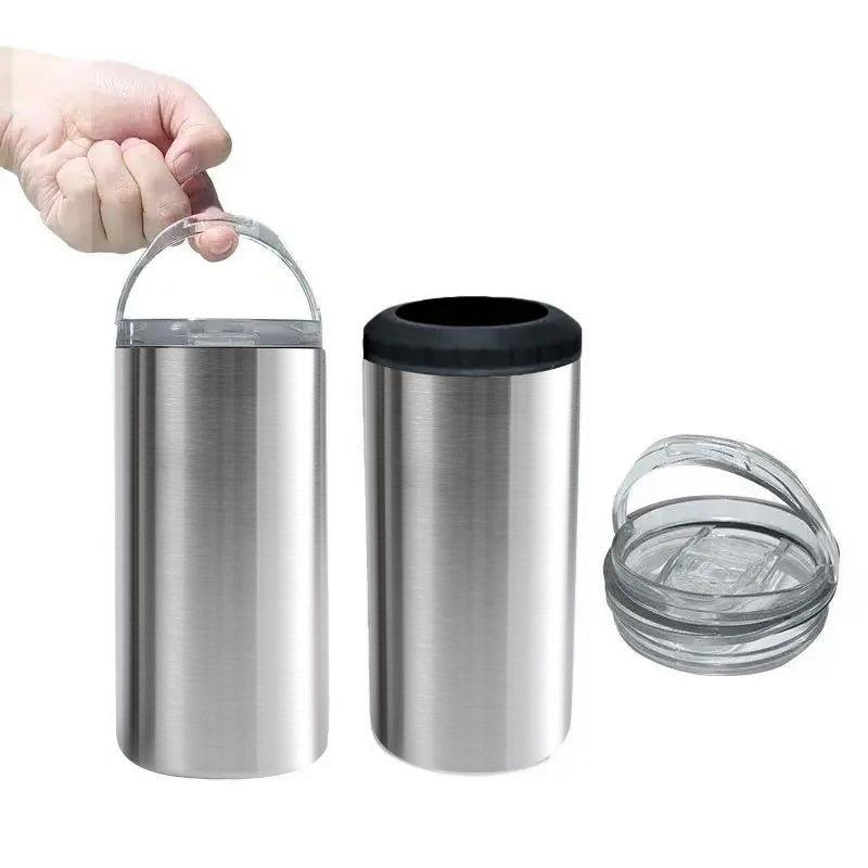 RTS USA Warehouse 16oz 4 in 1 sublimation straight can cooler with dual lids and plastic straw
