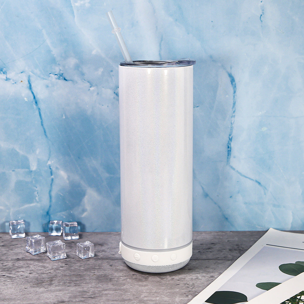 RTS USA warehouse 20oz Wihte Shimmer/holographic Sublimation Straight Speaker Tumbler
