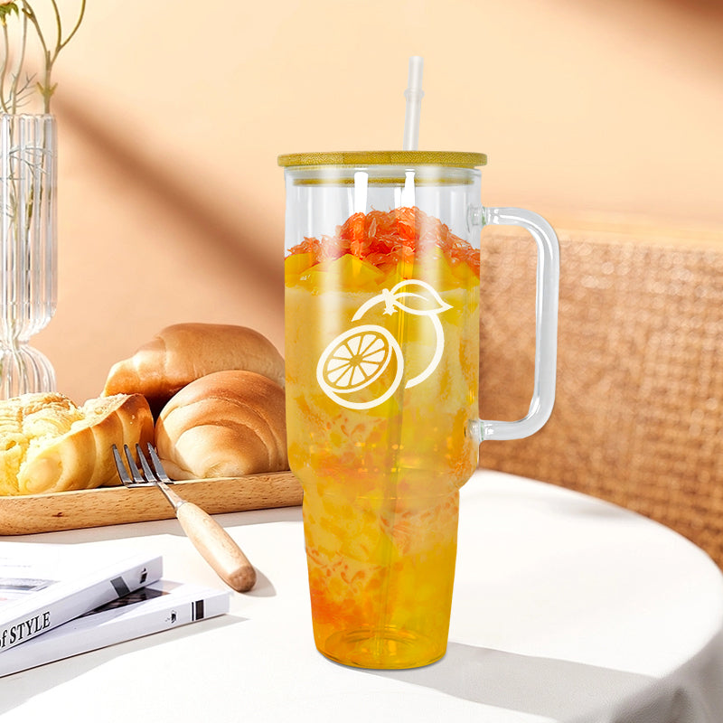 RTS USA warehosue 32oz/40oz clear/frosted sublimation glass tumblers with handle