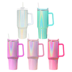 RTS USA Warehouse 40OZ shimmer/holographic sublimation blanks tumblers with handle